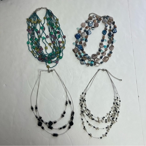 Unbranded Costume Jewelry Beaded Necklaces Lot/4 Tiered Multi Colors Appr. 18” - Picture 3 of 16